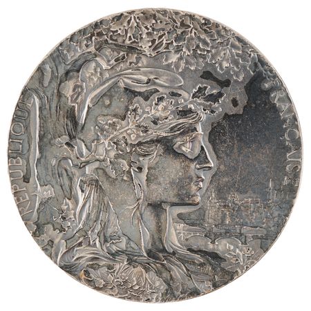 Lot #3047 Paris 1900 Exposition Universelle Non-Athletic Silvered Bronze Award Medal - Image 1