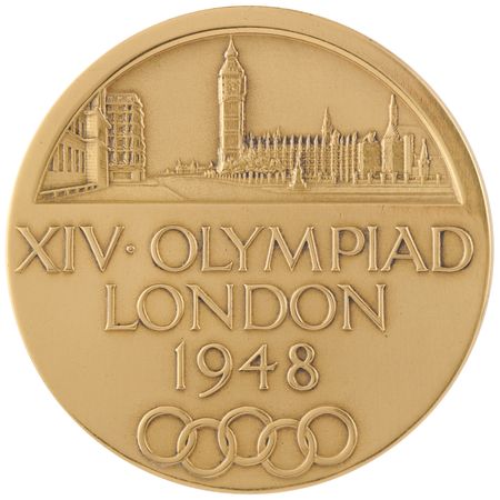 Lot #3135 London 1948 Summer Olympics Gilt Bronze