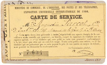 Lot #3301 Paris 1900 Exposition Universelle Service Card - Image 2