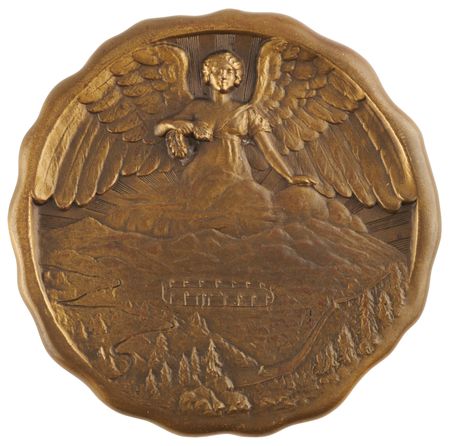 Lot #3068 Lake Placid 1932 Winter Olympics Bronze Winner's Medal for Speed Skating - From the Collection of Frank Stack, with Participation Medal, Contestant Badge, and Diplomas - Image 3