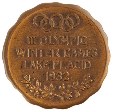 Lot #3068 Lake Placid 1932 Winter Olympics Bronze Winner's Medal for Speed Skating - From the Collection of Frank Stack, with Participation Medal, Contestant Badge, and Diplomas - Image 4