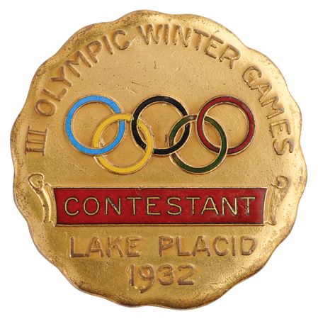 Lot #3068 Lake Placid 1932 Winter Olympics Bronze Winner's Medal for Speed Skating - From the Collection of Frank Stack, with Participation Medal, Contestant Badge, and Diplomas - Image 7