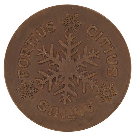 Lot #3136 Oslo 1952 Winter Olympics Copper Participation Medal, Participant Badge, and Diploma - From the Collection of Canadian Speed Skater Frank Stack - Image 3