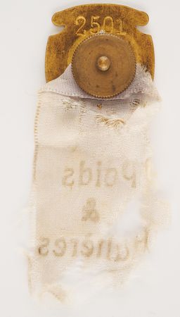 Lot #3190 Paris 1924 Summer Olympics Weightlifting Jury Official's Badge with Ribbon - Image 1