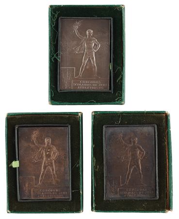 Lot #3050 Paris 1900 Olympics Set of (3) Silver Winners' Medals for School Athletic Games Competitions - Image 2
