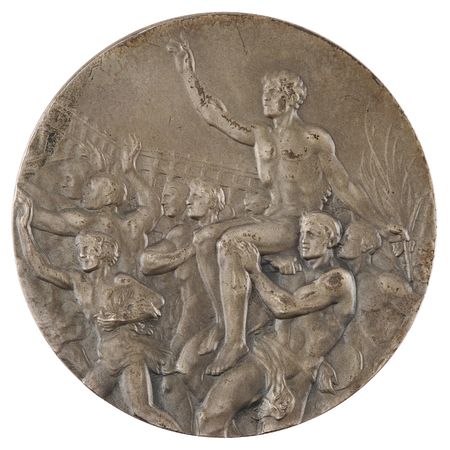 Lot #3077 Melbourne 1956 Summer Olympics Silver Winner's Medal for Football - Image 2