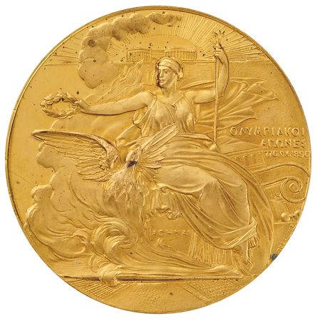 Lot #3112 Athens 1896 Olympics Gilt Bronze Participation Medal - Image 1