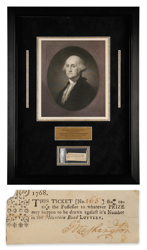 Lot 1 George Washington Signed 1768 Mountain Road Lottery Ticket