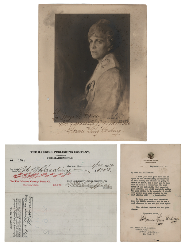 Lot 42 Warren and Florence Harding (3) Signed Items