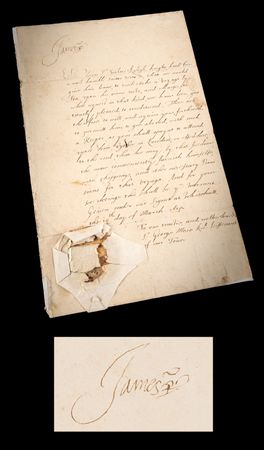 Lot #114 King James VI Document Signed, Discharging Walter Raleigh from the Tower of London - Image 1