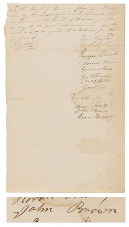 Lot #133 John Brown and Owen Brown Early Document Signed (1825), Requesting a Tavern in Hudson, Ohio - Image 1