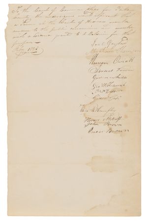 Lot #133 John Brown and Owen Brown Early Document Signed (1825), Requesting a Tavern in Hudson, Ohio - Image 2