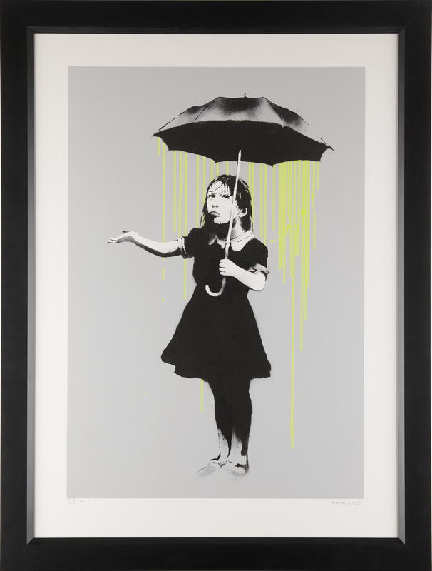 Lot 4075 Banksy Signed 'Yellow Rain' Screenprint of 'Nola' aka 'Umbrella Girl' (Ltd. Ed. #4/31) - 21