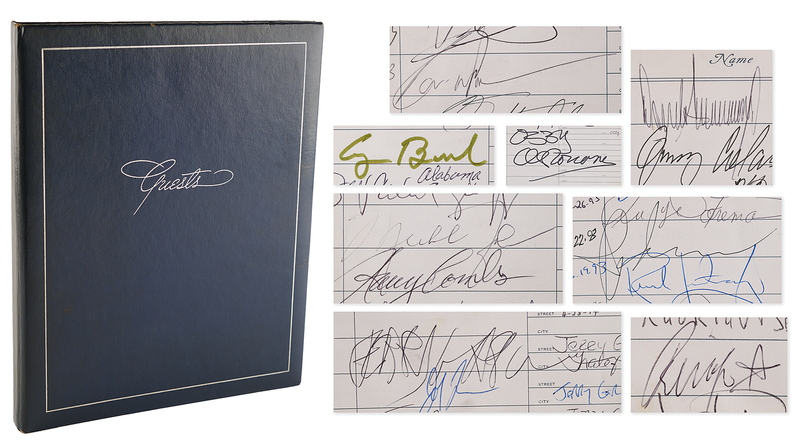 Lot 4101 Phoenix Airport Guest Log Signed by (60+) Notables, including Donald Trump, Michael Jordan, and Jerry Garcia