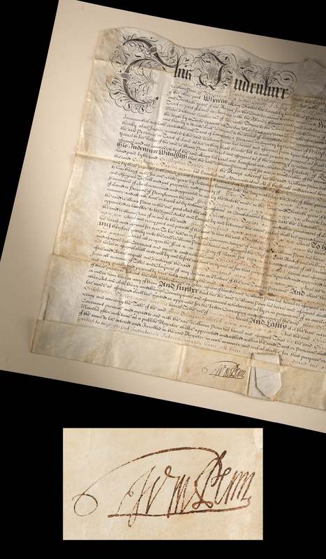 Lot 4004 William Penn Document Signed, Granting 5,000 Acres to One of Pennsylvania's 'First Purchasers'