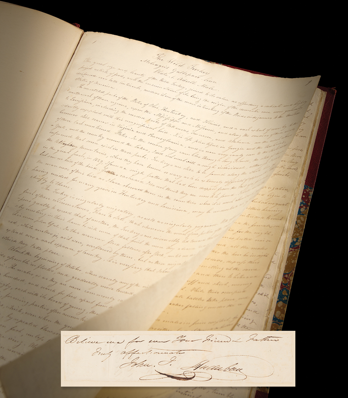 Lot 4063 John J. Audubon Handwritten Draft of His 'Ornithological Biography' Entry on the Wild Turkey, the First Plate in The Birds of America