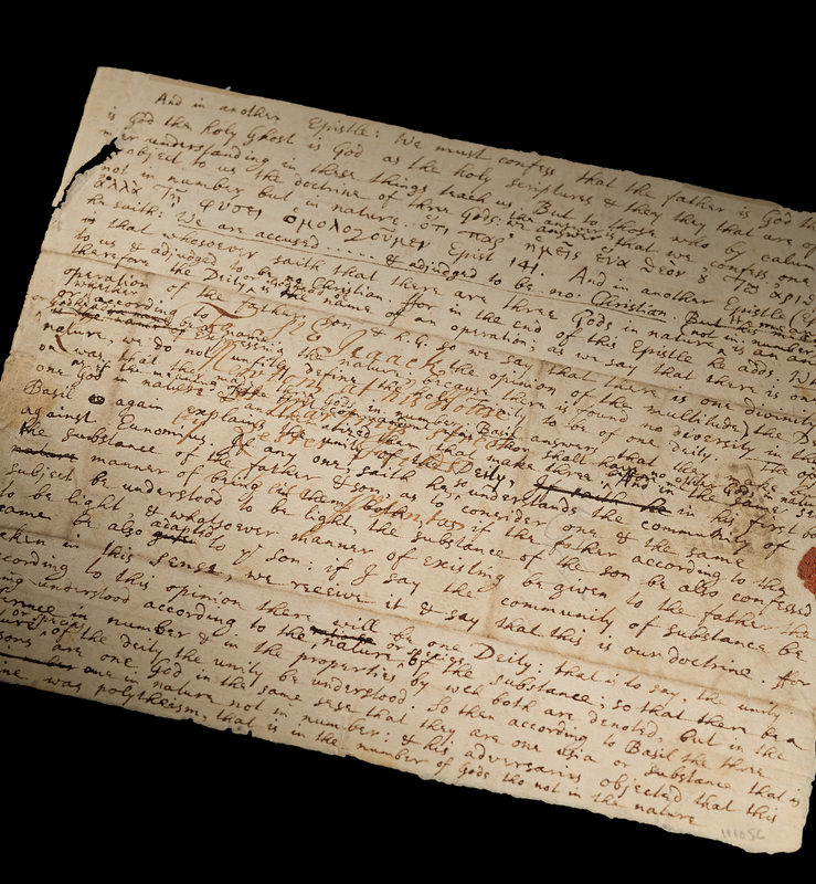 Lot 4012 Isaac Newton Handwritten Religious Manuscript with Commentary on the Holy Trinity: 