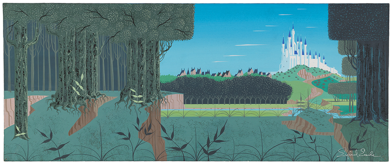 Lot 4085 Eyvind Earle panoramic concept painting of Sleeping Beauty's castle from Sleeping Beauty