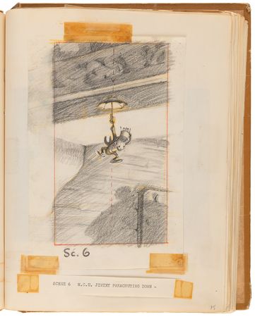 Lot #4080 Disney’s 1939 Pinocchio Director-Used Continuity Sketch Book with (47) Original Storyboard Drawings and (175+) Photographic Model Images - Image 10