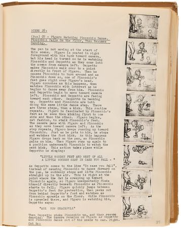 Lot #4080 Disney’s 1939 Pinocchio Director-Used Continuity Sketch Book with (47) Original Storyboard Drawings and (175+) Photographic Model Images - Image 5