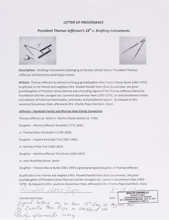 Lot #4019 Thomas Jefferson Brass Drafting Tool (ca. 1800) from His Personal Collection - Image 3