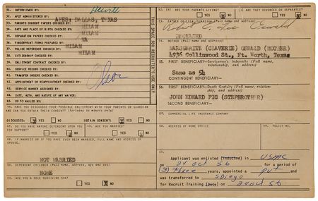 Lot #4030 Lee Harvey Oswald Signed Application for Enlistment in the U.S. Marine Corps - Image 2