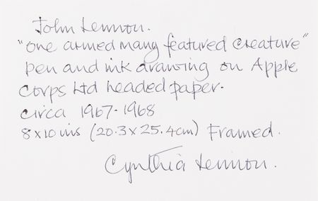 Lot #4088 Beatles: John Lennon Original 'Humanoid' Sketch with Authenticity Statement from Cynthia Lennon - Image 4