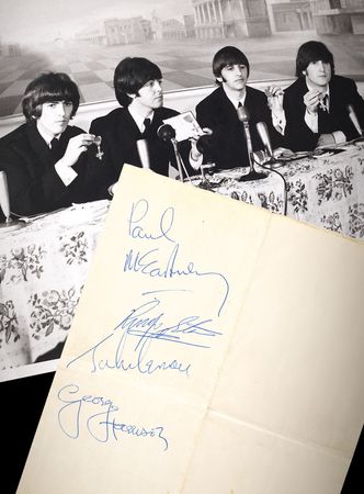 Lot #4087 Beatles Signatures - Obtained at Buckingham Palace When the Band Received Their MBEs from Queen Elizabeth II (October 26, 1965) - Image 1