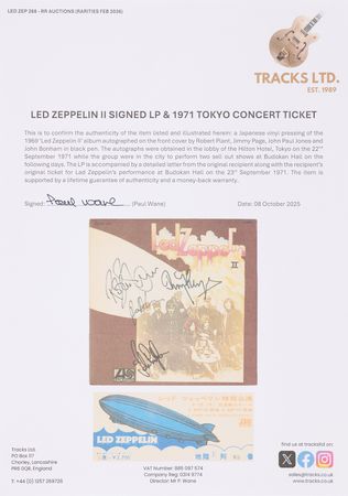 Lot #4091 Led Zeppelin Signed Album - Led Zeppelin II - Obtained at the Start of Their Historic 1971 Japanese Tour - Image 8