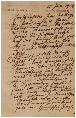 Lot #4015 Sigmund Freud Autograph Letter Signed, Recommending Translations of 'Introduction to Psychoanalysis' and 'Beyond the Pleasure Principle' - Image 2