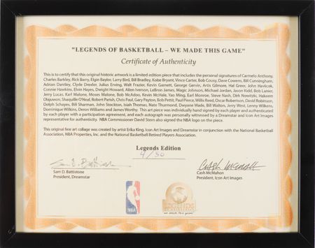 Lot #4102 NBA Legends (60) Multi-Signed Fine Art Photo Collage - ?Legends of Basketball ? We Made This Game? (Ltd. Ed. #LE 4/50) - 60? x 40? - Image 10