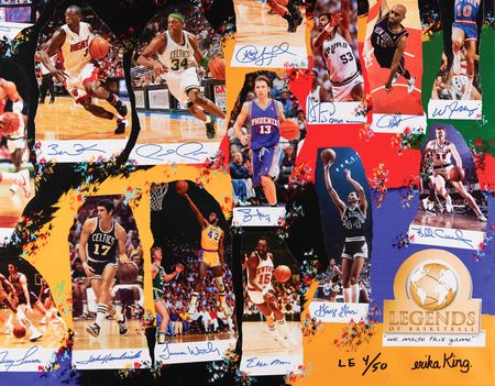 Lot #4102 NBA Legends (60) Multi-Signed Fine Art Photo Collage - ?Legends of Basketball ? We Made This Game? (Ltd. Ed. #LE 4/50) - 60? x 40? - Image 8