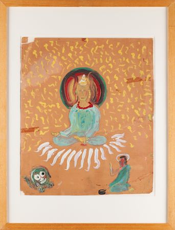 Lot #4071 Jack Kerouac Original Painting of 'Buddha' ('The Gary Buddha'), ca. 1956-1960 - Formerly Displayed at the Whitney Museum of American Art - Image 1