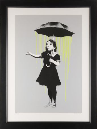 Lot #4075 Banksy Signed 'Yellow Rain' Screenprint