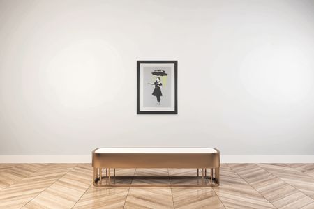 Lot #4075 Banksy Signed 'Yellow Rain' Screenprint of 'Nola' aka 'Umbrella Girl' (Ltd. Ed. #4/31) - 21