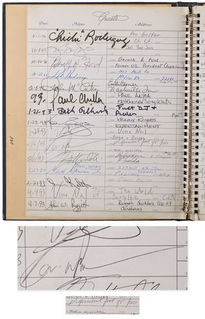 Lot #4101 Phoenix Airport Guest Log Signed by (60+) Notables, including Donald Trump, Michael Jordan, and Jerry Garcia - Image 3