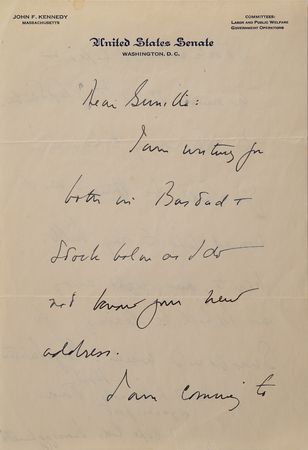 Lot #4024 John F. Kennedy Autograph Letter Signed