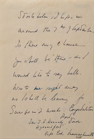 Lot #4024 John F. Kennedy Autograph Letter Signed as a Massachusetts Senator, Sent to His Swedish Mistress, Gunilla von Post - Image 2