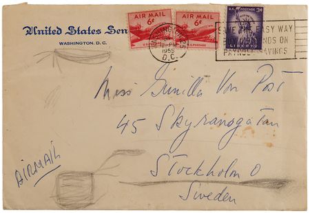 Lot #4024 John F. Kennedy Autograph Letter Signed as a Massachusetts Senator, Sent to His Swedish Mistress, Gunilla von Post - Image 4