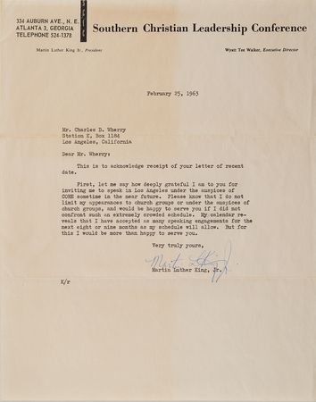 Lot #4017 Martin Luther King, Jr. Typed Letter