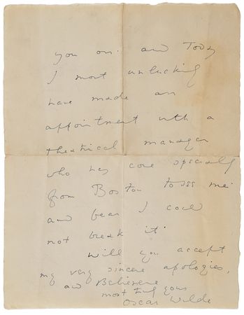 Lot #4067 Oscar Wilde Autograph Letter Signed: 