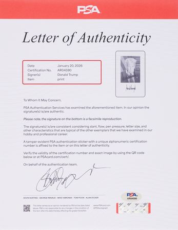 Lot #4028 Donald Trump (4) Signed Items from the 2025  Presidential Inauguration - Portrait, Program, and Invitations - Image 6