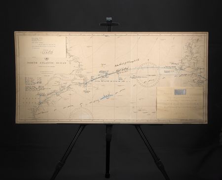 Lot #4055 Charles Lindbergh Oversized Signed Chart
