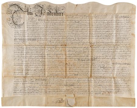 Lot #4004 William Penn Document Signed, Granting 5,000 Acres to One of Pennsylvania's 'First Purchasers' - Image 2