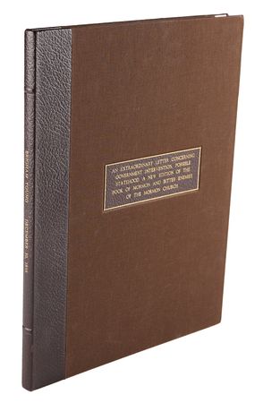 Lot #4045 Brigham Young Letter Signed on President Buchanan, the Possible Statehood of Utah, and a New Edition of the Book of Mormon: 