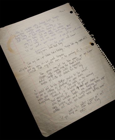 Lot #4090 Grateful Dead: Jerry Garcia and Robert Hunter Original Handwritten Song Lyrics for ?Doin? That Rag,? an Experimental Classic from the Band?s 1969 Album, Aoxomoxoa - Image 1
