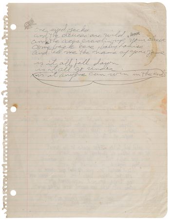 Lot #4090 Grateful Dead: Jerry Garcia and Robert Hunter Original Handwritten Song Lyrics for ?Doin? That Rag,? an Experimental Classic from the Band?s 1969 Album, Aoxomoxoa - Image 3