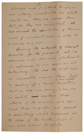 Lot #4043 Abner Doubleday Autograph Letter Signed on Oliver Otis Howard and His 