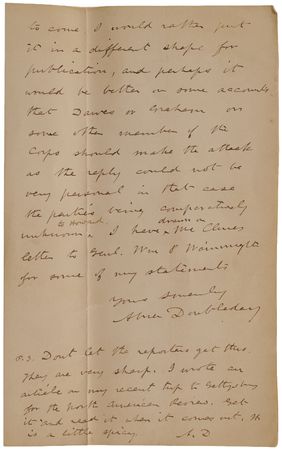 Lot #4043 Abner Doubleday Autograph Letter Signed on Oliver Otis Howard and His 
