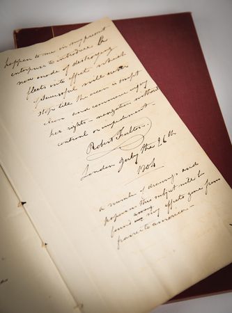 Lot #4046 Robert Fulton Autograph Manuscript Signed on Submarine Construction and Warfare: 